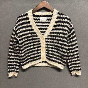Zara Kids Chunky Black & White Striped Cardigan Size 9-10 Alpaca Wool